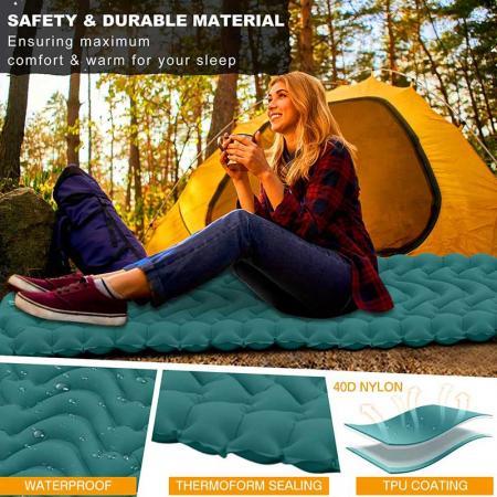 バックパッキングハイキング用の枕が組み込まれた屋外キャンプ用スリーピングパッド 