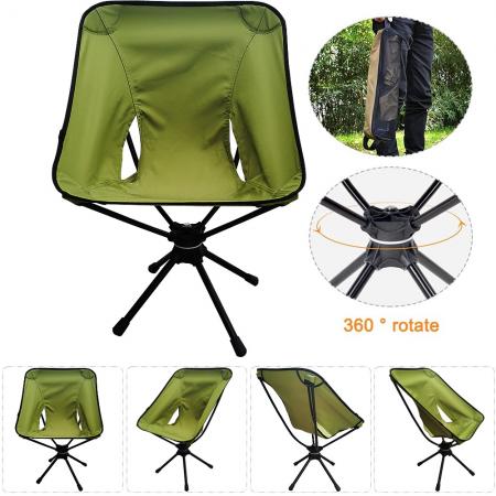 釣りハイキング用のコンパクトな折りたたみアルミニウム 360 度キャンプ回転椅子。 