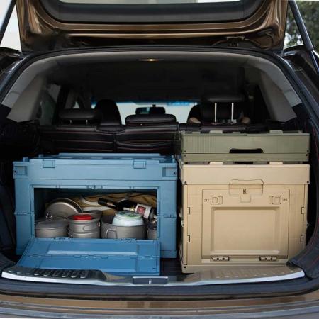 ホームオフィスの車や旅行の組織のための耐久性のある蓋と安全なラッチバックルを備えたプラスチック製の収納ビンスタッカブルラッチ収納ボックス 