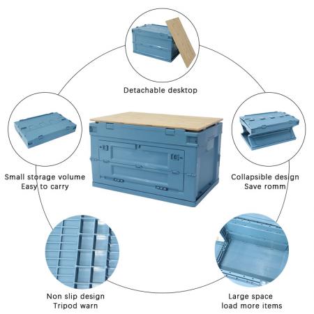 収納容器を組み立てるのが簡単なふた付きの耐久性のある折りたたみ式プラスチック収納箱 