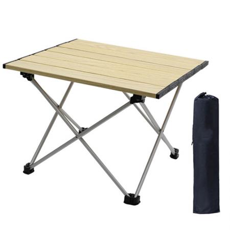 アルミテーブルトップ付きポータブルキャンプサイドテーブル：ハードトップ折りたたみテーブル 