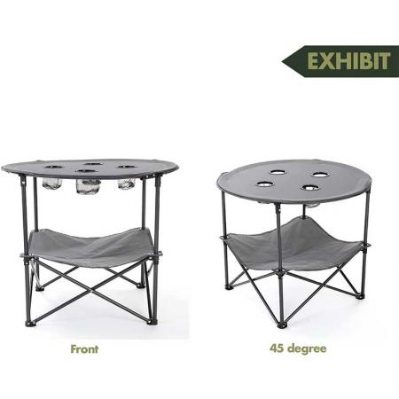 折りたたみ式キャンプテーブル頑丈なポータブル折りたたみ式テーブル4カップラウンドキャリングケーススチールフレームハイグレード600D 