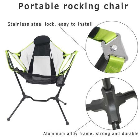 ポータブル屋外折りたたみキャンプロッキングチェアスイングリクライニングチェアリラックススイング快適な背もたれ屋外折りたたみ椅子 