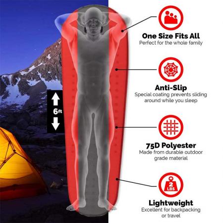 インフレータブルキャンプマットレス自己膨張式スリーピングパッド軽量フォームパッドハイキングキャンプ用 