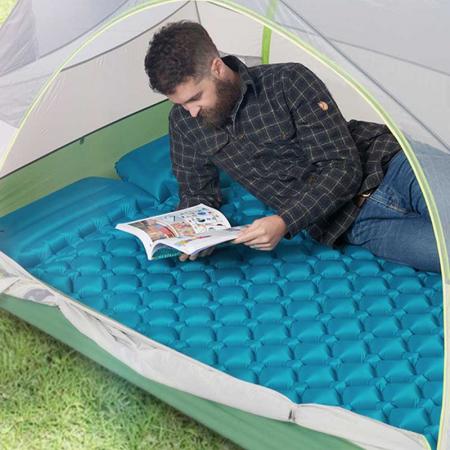 アマゾンホットセル屋外スリーピングマットダブルサイズ超軽量キャンプスリーピングパッド枕エアマットレス付き 
