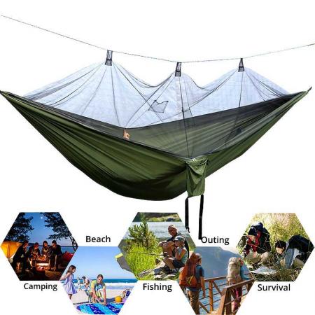 旅行バックパッキングハイキングアウトドアアクティビティ用の頑丈なツリーストラップ付きキャンプナイロンハンモック蚊帳 