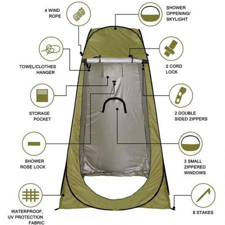 ポップアッププライバシーテントキャンプシャワーテント更衣室屋外ハイキング用キャリーバッグ付き
 