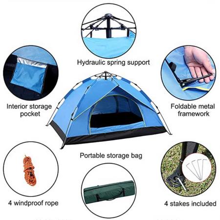 屋外防水2〜3人キャンプハイキングミリタリービーチ折りたたみ自動ポップアップインスタントキャンプテント
 