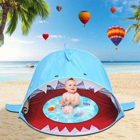 プール付きベビービーチテントUPF50+赤ちゃんと子供のためのビーチサンシェルター屋外テント
 