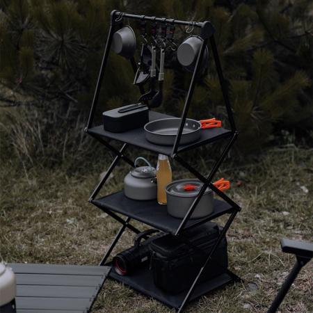 屋外キャンプ ピクニック ラック折りたたみ式棚多機能オーガナイザー 3 層収納ホルダー ラック 