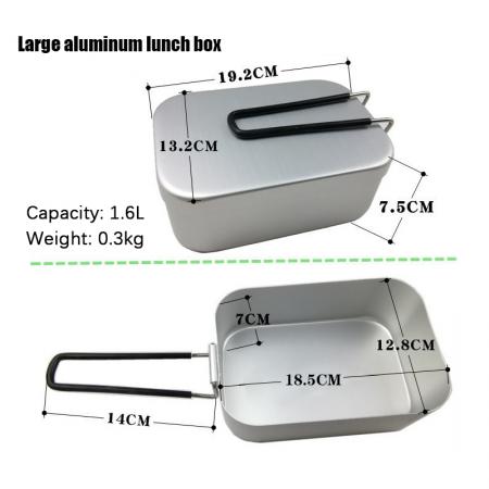 ハンドル付きアルミ製食品ランチボックス アウトドアキャンプ用食品グレード長方形金属アルミニウム製弁当ランチボックス 