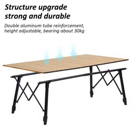卸売屋外軽量ロールアップ高さ調節可能な折りたたみ式キャンプテーブル 