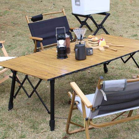 屋外高さ調節可能なロールアップトップキャンプテーブル 