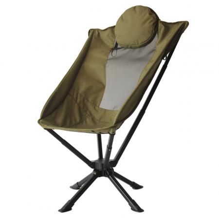 快適で軽量な360°回転キャンプチェア、枕付き 