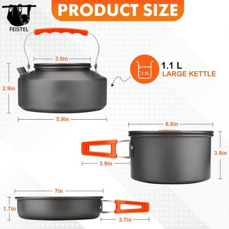 2〜3人用ポータブルキャンプピクニック調理器具セット食器コンビネーション 