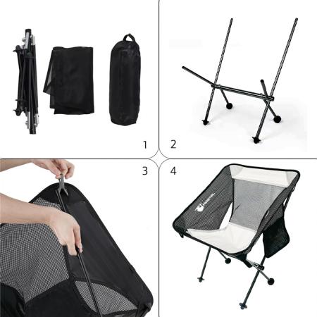 サイドポケット付きカスタム折りたたみビーチ仕上げチェアパッカブルキャンプチェア 