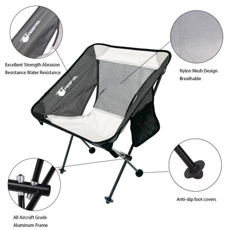 サイドポケット付きカスタム折りたたみビーチ仕上げチェアパッカブルキャンプチェア 