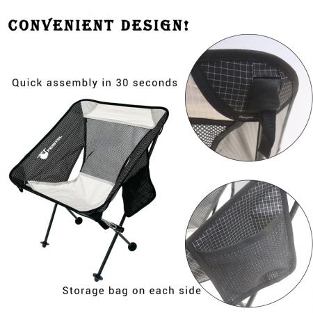 サイドポケット付きカスタム折りたたみビーチ仕上げチェアパッカブルキャンプチェア 