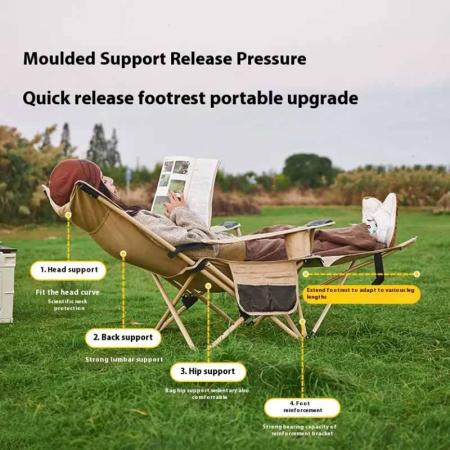 取り外し可能なフットレスト付き、屋外で快適なキャンプ用折りたたみ式メタルアイアンリクライニングフィッシングチェア 