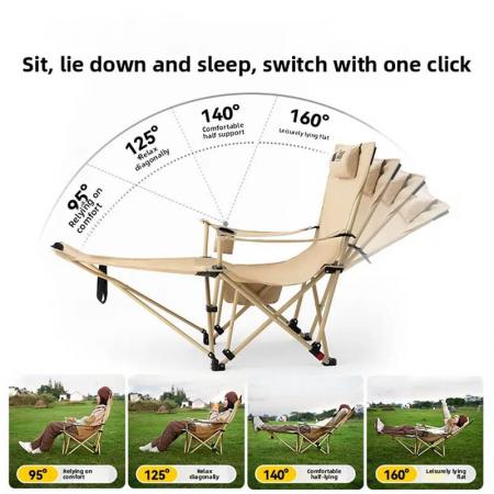 取り外し可能なフットレスト付き、屋外で快適なキャンプ用折りたたみ式メタルアイアンリクライニングフィッシングチェア 