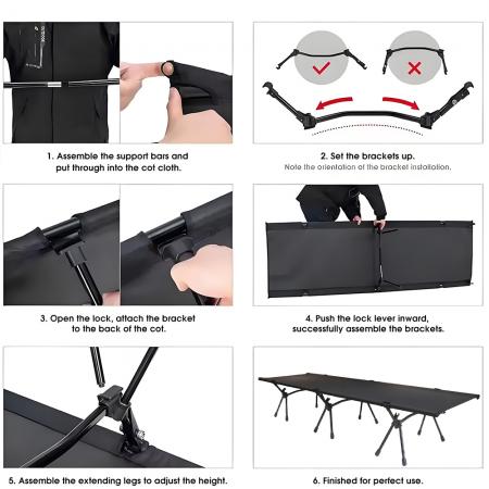 卸売ハイキング用品旅行用寝台高さ調節可能折りたたみキャンプ用コット 