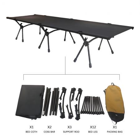 卸売ハイキング用品旅行用寝台高さ調節可能折りたたみキャンプ用コット 