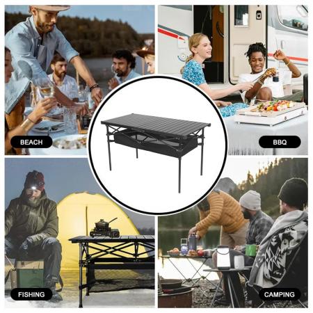 超軽量折りたたみビーチテーブル（キャリーバッグ付き）アウトドア旅行調理ピクニックキャンプテーブル 