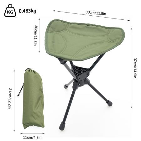 軽量アルミ合金製メタルスツール オックスフォード布製 360°回転 アウトドア キャンプ用スツール 