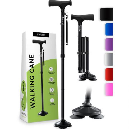 新しい老人用ウォーキングスティック 折りたたみ式杖 Tグリップ 高齢者用安定松葉杖 滑り止めポール 折りたたみ式 ハイキング 高齢者用ウォーキング 