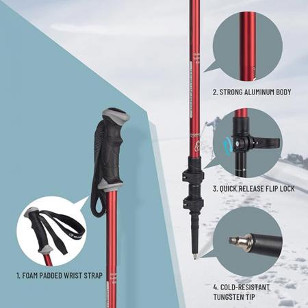 クイック調整可能なロック付きのマウンテントレッキングポールハイキングスティック 