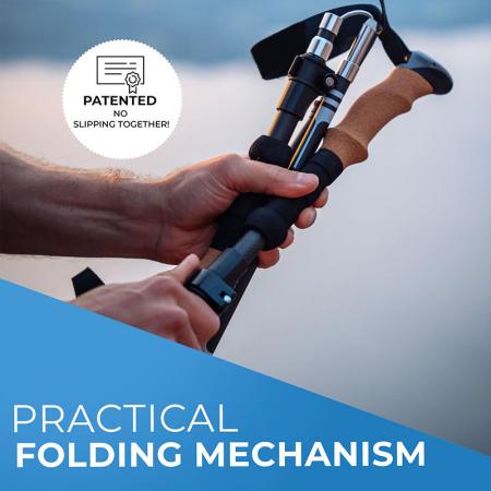 折りたたみ可能な軽量アルミニウム 7075 ハイキングポール ウォーキングスティック コルクグリップ付き 大人と子供用 