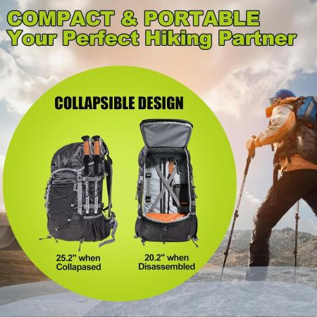 超軽量トレッキングポールトレッキングポール折りたたみ式軽量ハイキング用杖アウトドアキャンプ活動用 