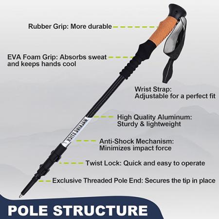 超軽量トレッキングポールトレッキングポール折りたたみ式軽量ハイキング用杖アウトドアキャンプ活動用 