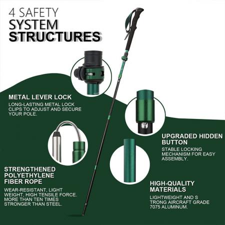 調整可能なクイックフリップロックデザインを備えた 3K カーボン折りたたみ式折りたたみステッキ 