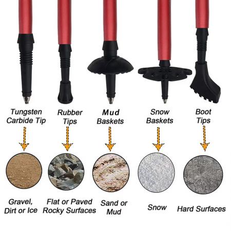 工場価格アルミ合金超軽量折りたたみトレッキングポール調節可能なハイキングスティックキャンプバックパッキング用 