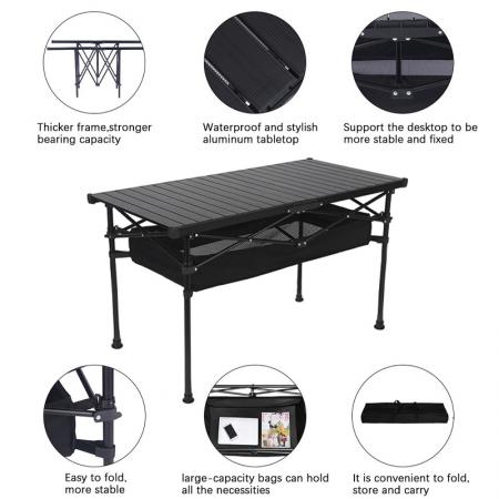 ポータブルアウトドアキャンプ用調節可能なアルミ製ビーチ折りたたみピクニックテーブルカスタム卸売 
