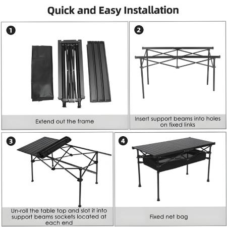ポータブルアウトドアキャンプ用調節可能なアルミ製ビーチ折りたたみピクニックテーブルカスタム卸売 