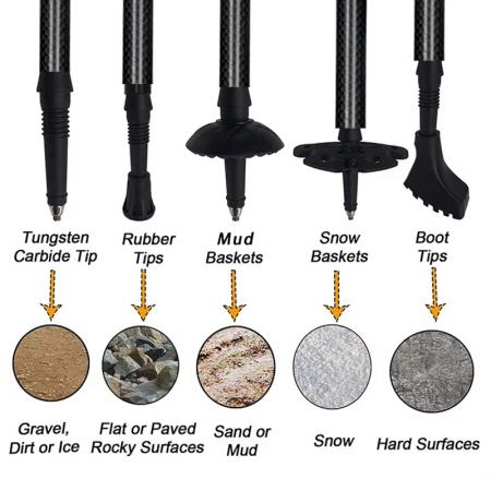 アルミ合金製折りたたみ杖コルクグリップ調節可能な登山スティックゴム製先端ハイキングトレッキングポール 