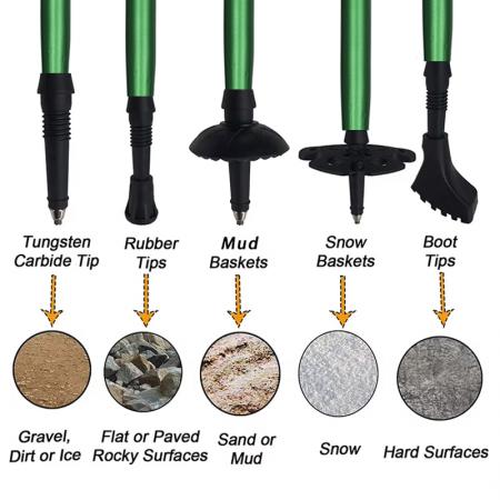 5セクション EVA 調節可能 アルミ合金 伸縮式 折りたたみ モダン タングステン鋼チップ 登山用 登山用 ウォーキングポール 