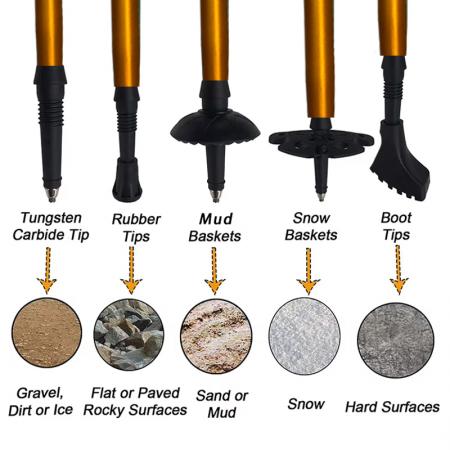 1ペア 5サブセクション折りたたみ式ノルディック伸縮折りたたみ式アルミトレッキングハイキングポール 