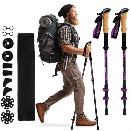 工場供給伸縮式3セクション調節可能ウォーキングスティック航空機アルミニウム7075トラッキングトレッキングポール 