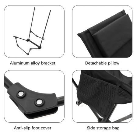 アウトドアキャンプ用軽量ハイバックキャンプチェア、ヘッドレスト付きポータブル折りたたみ式アウトドアチェア 