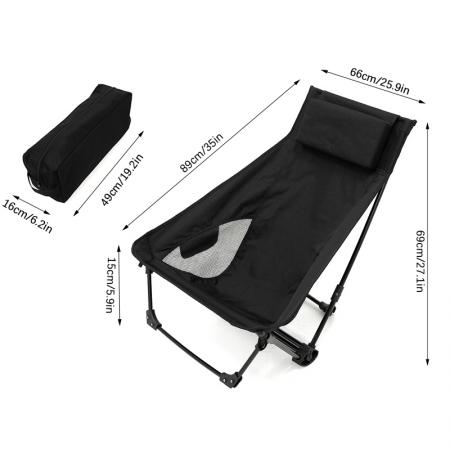アウトドアキャンプ用軽量ハイバックキャンプチェア、ヘッドレスト付きポータブル折りたたみ式アウトドアチェア 
