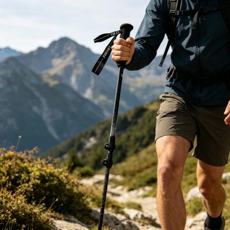 高品質ハイキングポール、伸縮式ウォーキングスティック、折りたたみ式軽量トレッキングポール 