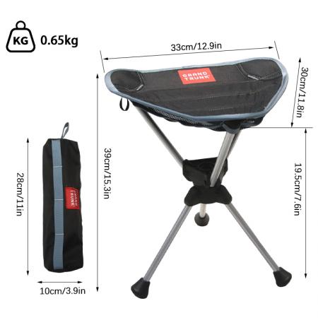 アウトドア キャンプ ハイキング 背の高い ポータブル スチール 600D オックスフォード生地 折りたたみ トライポッドスツール 