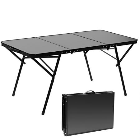 新型 ハイキング用スクエア アウトドア BBQグリル キャンプテーブル 金属製 アルミ製 折りたたみ式 ブラック ビーチテーブル 