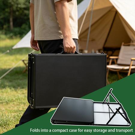 新型 ハイキング用スクエア アウトドア BBQグリル キャンプテーブル 金属製 アルミ製 折りたたみ式 ブラック ビーチテーブル 