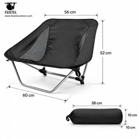 伝統的な脚のないキャンプチェア – 850g超軽量ロープロファイルバックパッキングチェア、7075アルミニウムフレーム、600Dオックスフォード、耐荷重120kg 