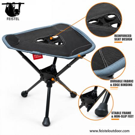 キャンプ用軽量スツール – 7075アルミニウムフレーム、600Dポリエステルメッシュシート、耐荷重120kgを備えた0.57kg折りたたみトラベルスツール 